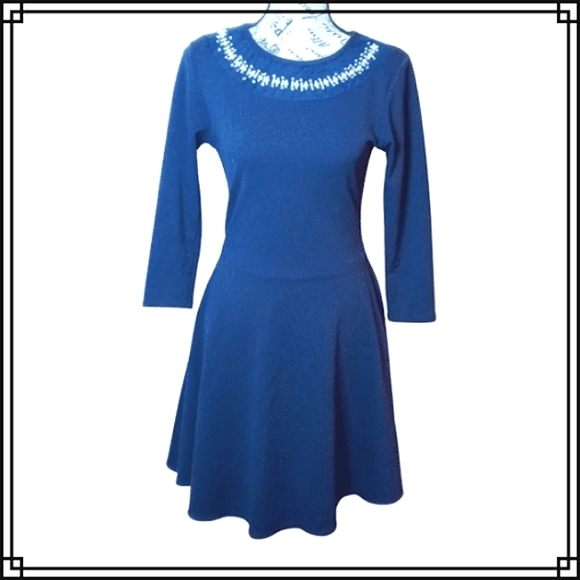 Pinc Cobalt Blue Fit & Flare Mini Skater Dress Size Med - Picture 1 of 6
